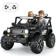 FUNTOK 24 Volt 2 Seater Kids Ride on Toys for Boys \u0026 Girls, 4 x 200W Motor Electric Vehicle Car, 4WD/2WD Switchable Battery Powered Ride on Truck, 3 Speeds with Remote Control, Black